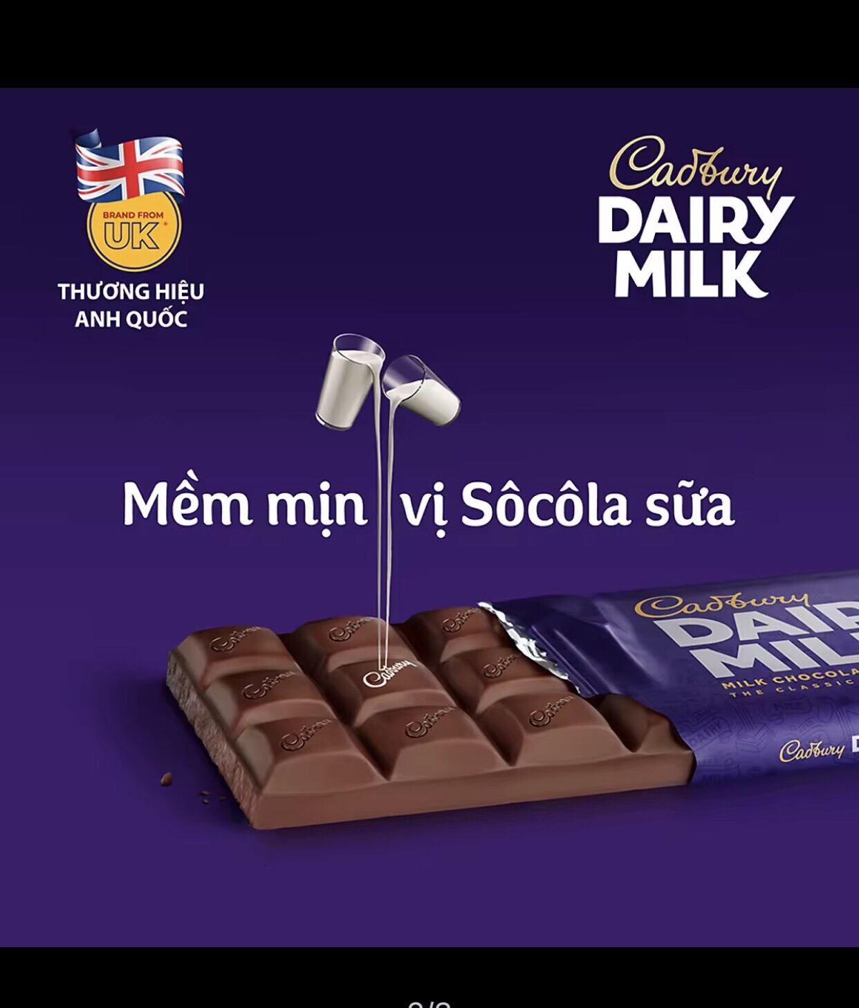 Socola Cadbury vị sữa - thanh lớn 160gram