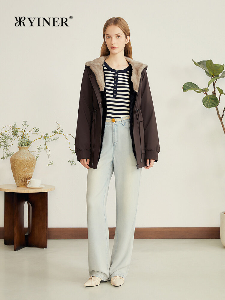 Warm Winter Parka with Fur Hood Fashionable Raccoon Fur Hat Giá 36,158,000 Đồng*Miễn phí vận chuyển