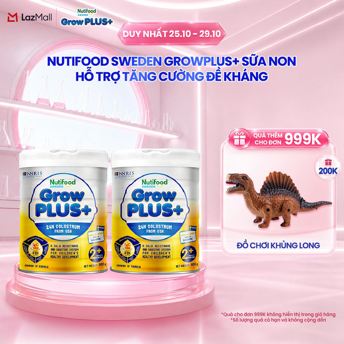 Combo 2 Sữa non GrowPLUS+ (vàng) - Hỗ trợ tăng cường đề kháng trên 2 tuổi Singapore tăng cường hệ miễn dịch và hấp thu chất dinh dưỡng (2lon x Lon 800g) - Grow Plus+