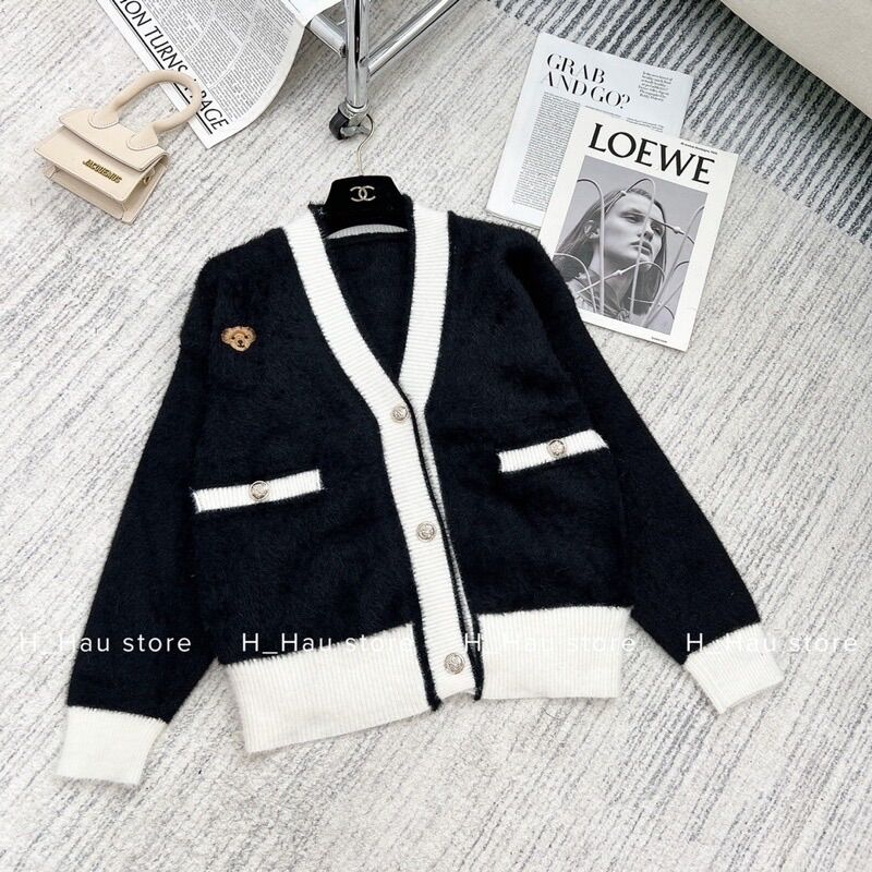Cardigan len phối viền