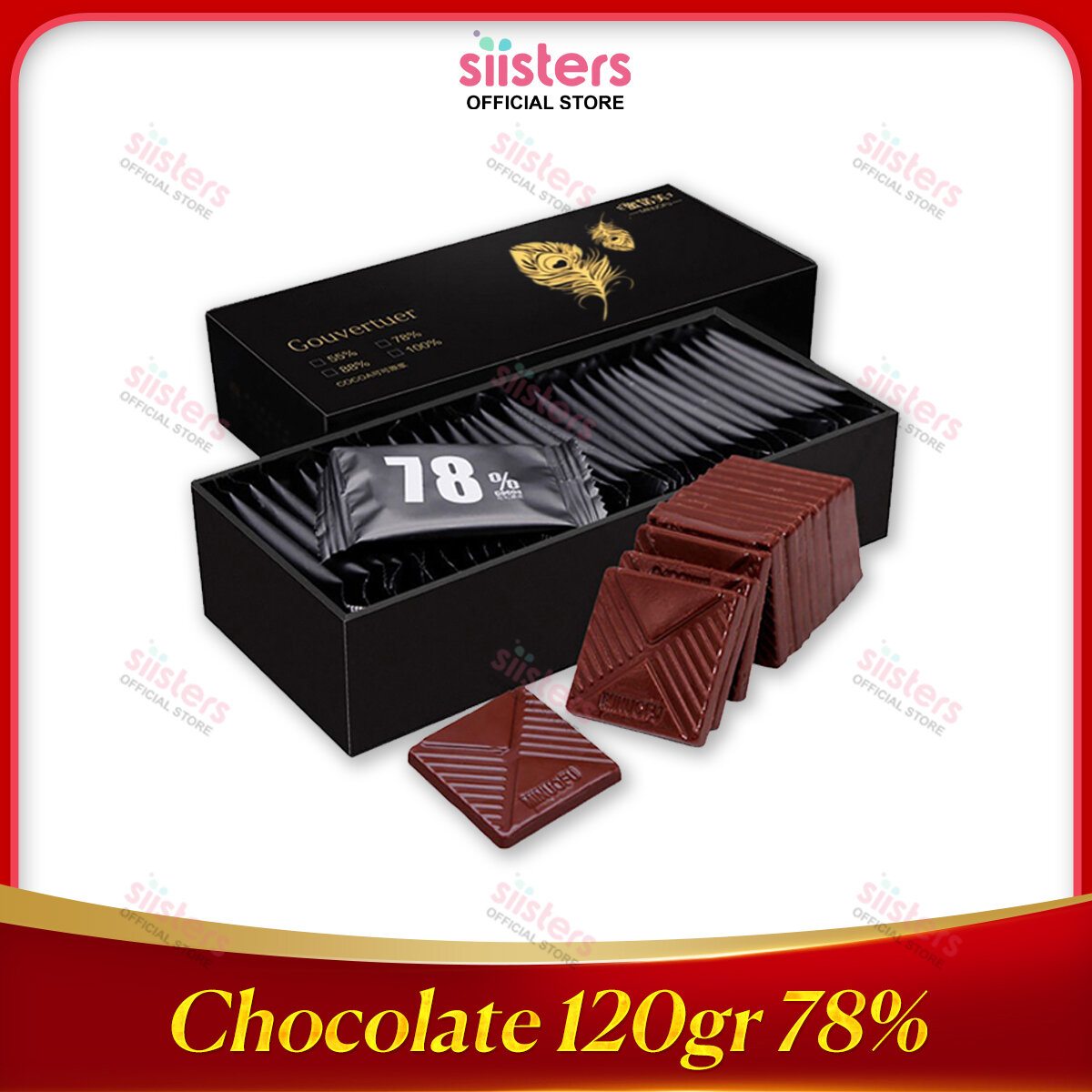 Combo 2 hộp Socola đen nguyên chất không đường Chocolate thanh ăn kiêng 120 gram