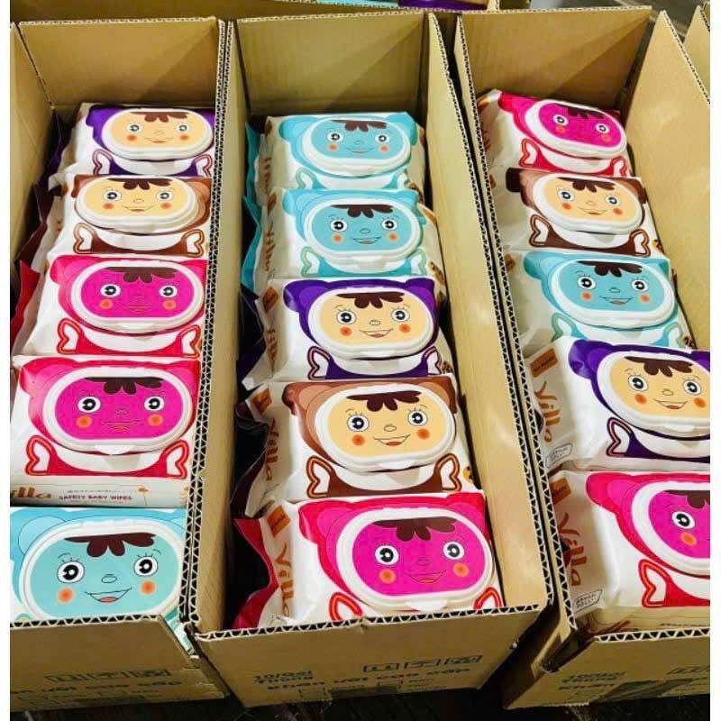 Combo 10 gói khăn ướt baby wipes 650g không mùi an toàn cho bé