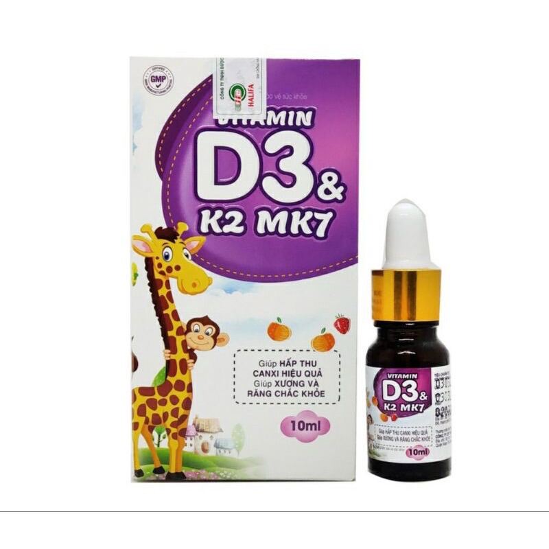 Vitamin D3 K2 MK7 nhỏ gọt chai 10ml dành cho trẻ từ 6 tháng tuổi