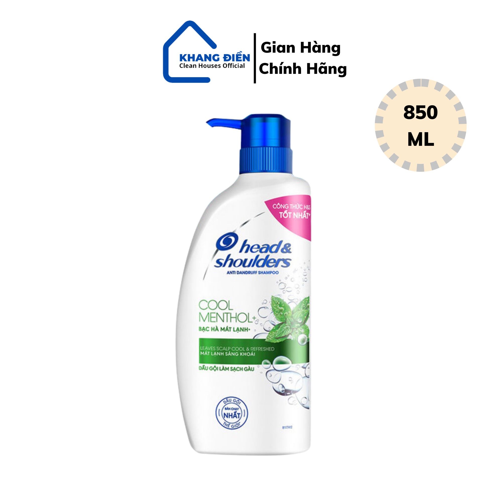 Dầu gội head & shoulders bạc hà làm sạch gàu 850ml- cam kết chính hãng