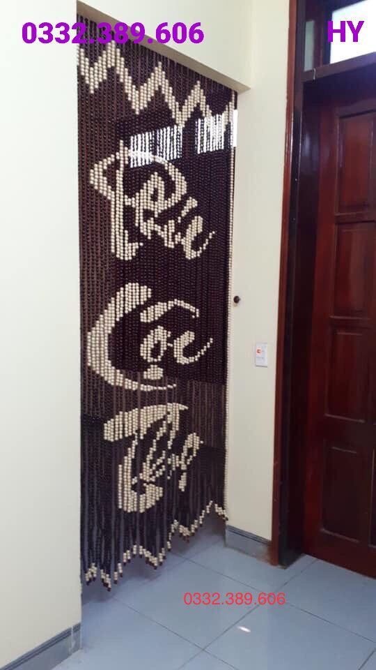 Rèm hạt gỗ bồ đề, rèm treo phòng thờ: mẫu Phúc + Sen