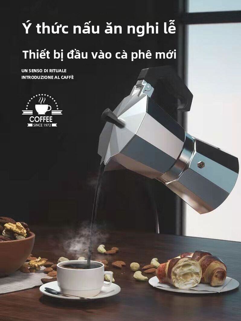 Bộ Máy Pha Cà Phê Moka Bằng Nhôm Ngoài Trời Bộ Dụng Cụ Pha Cà Phê Tách Biệt Đơn Dành Cho Gia Đình Và Sử Dụng Tại Nhà Máy Pha Cà Phê Kiểu Ý