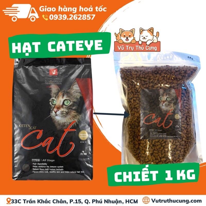 [1Kg] Thức ăn hạt Cat Eye túi chiết 1kg CATEYE túi zip 1Kg, Hạt Cateye cho mèo thumbnail