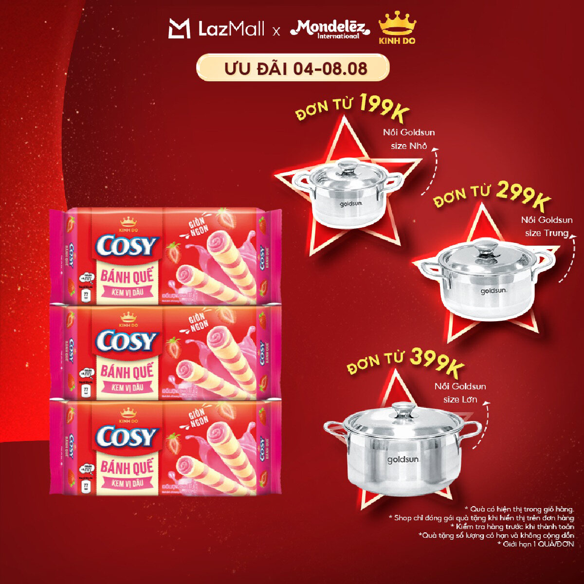 Bánh Quế Cosy Kem Vị Dâu, Combo 3 Bánh X 117.6G