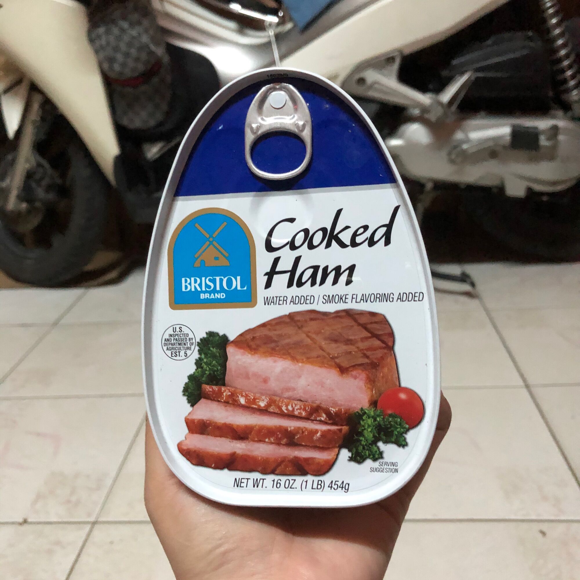 [Date Đẹp 08/2028]Thịt hộp Cooked Ham Bristol Mỹ Hộp Lớn 454 Gram