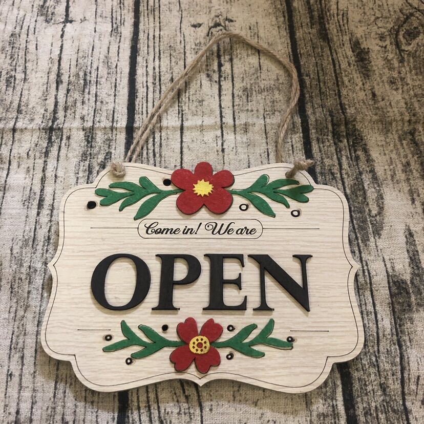 [HCM]Bảng gỗ 3D hai mặt chữ Open Close treo cửa quán cafe shop thời trang