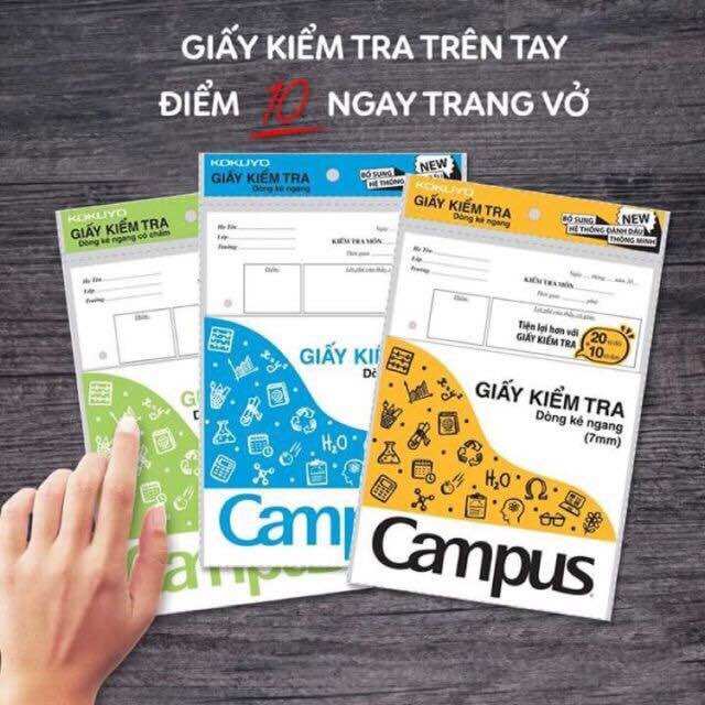 Tập giấy kiểm tra cấp 2 Campus dòng kẻ ngang