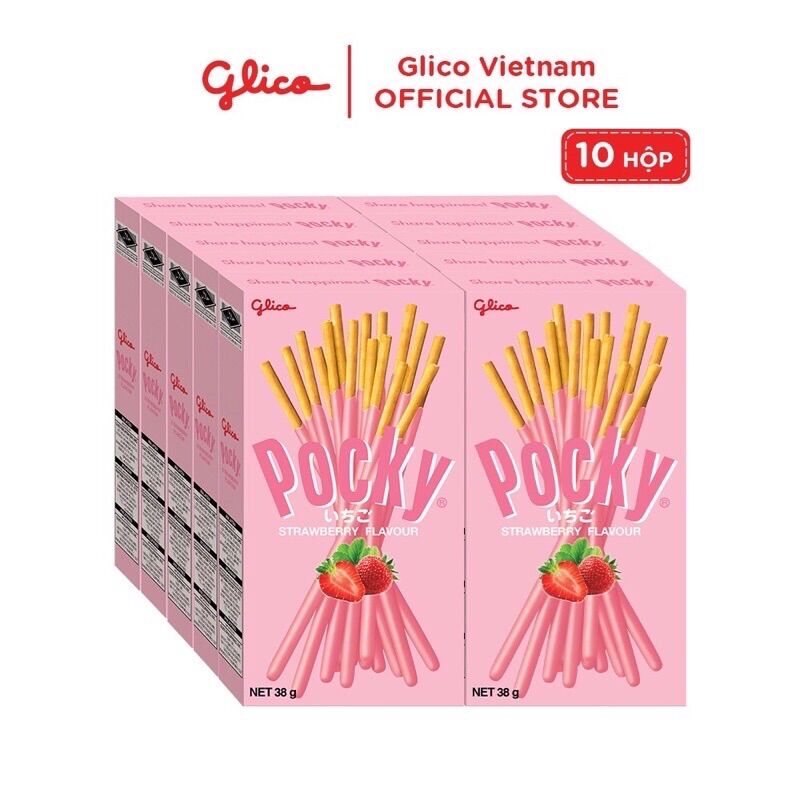 Bánh que pocky vị dâu 38g x 10 hộp