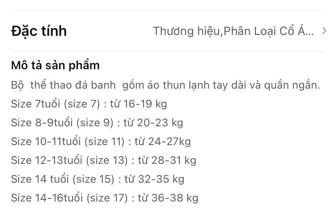 Đồ đá banh tay dài Manchester mới size 9-15