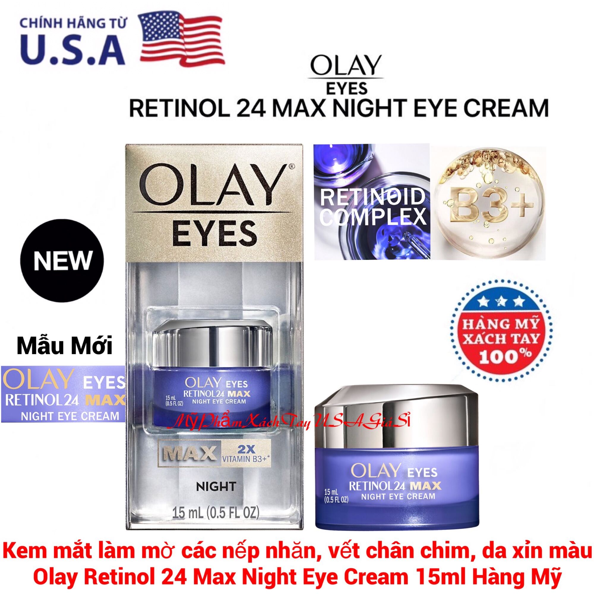 Hàng MỹKem Mắt Olay Retinol 24 Max Night Eye Cream 15ml