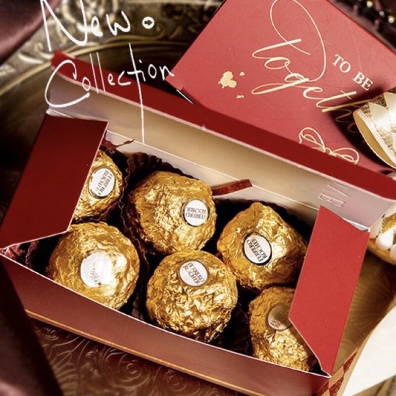 Hộp đựng kẹo hộp son hộp quà socola 6v Valentine nơ đôi