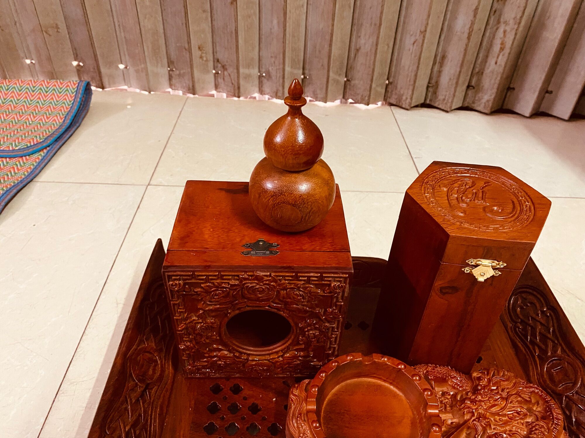 Combo khay trà 5 món gỗ hương đá