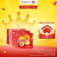 Combo 2 Hộp Bánh Bông Lan Solite Tết 2026 Tròn Kem Vị Bơ Sữa & Vị Dâu 288g