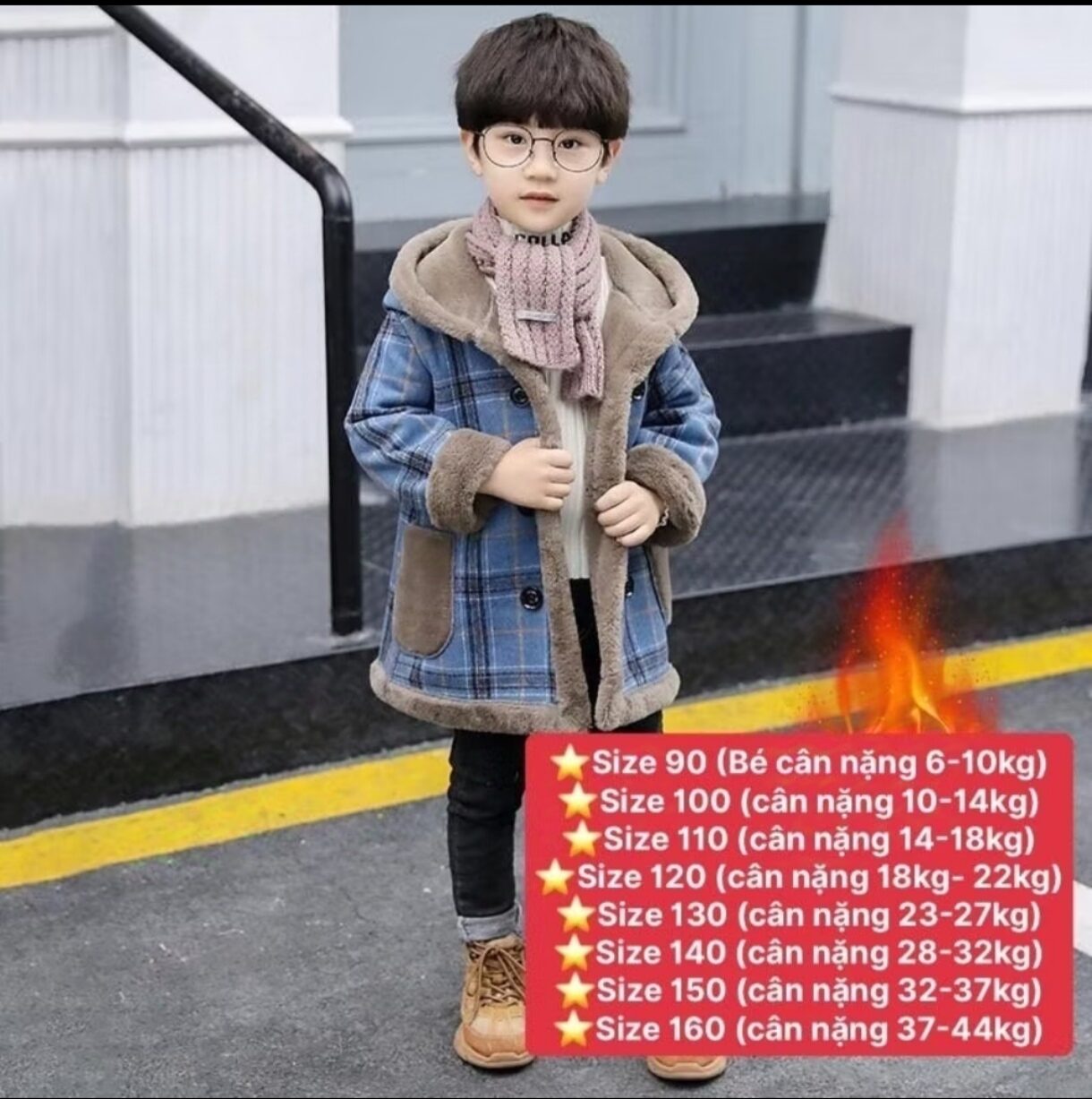 Áo dạ bé trai kiểu dáng Hàn Quốc