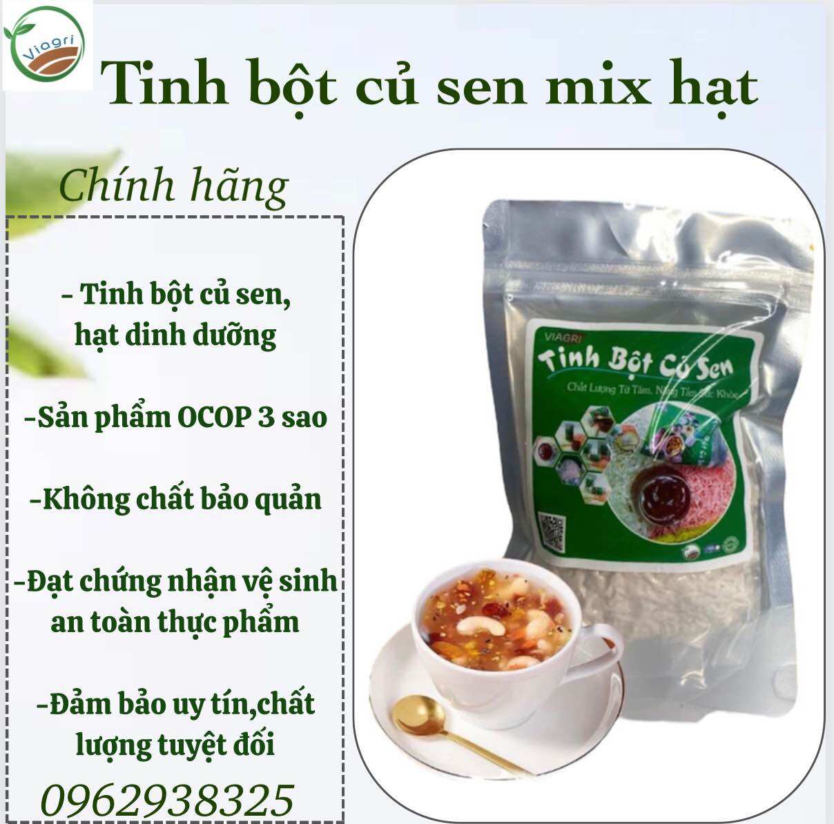Bột củ sen VIAGRI-Tinh bột củ sen mix hạt dinh dưỡng.Combo giúp giảm cân ăn kiêng ngủ ngon thanh mát cơ thể,dưỡng nhan,ăn kiêng bí kíp lưu giữ tuổi thanh xuân