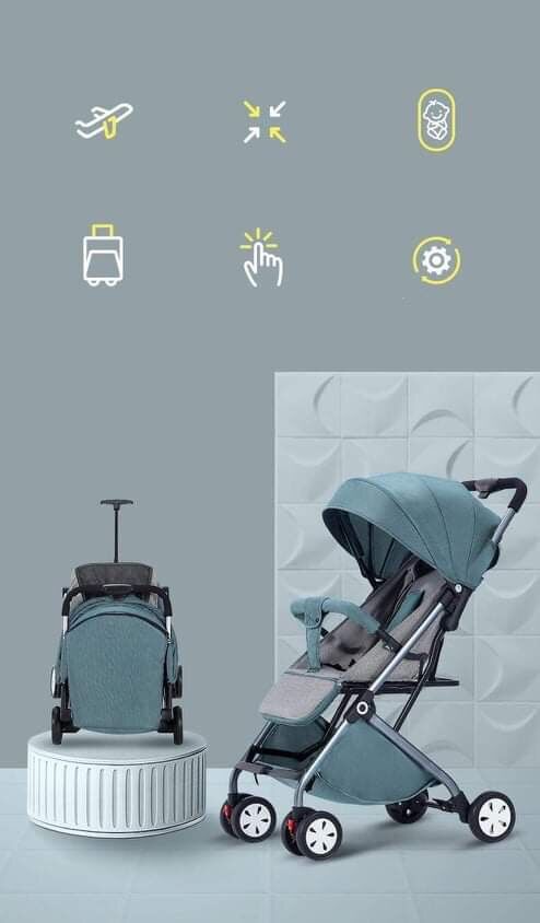 Xe đẩy em bé gấp gọn Anbeini điều chỉnh nhiều tư thế ngồi và nằm (tặng màng che)