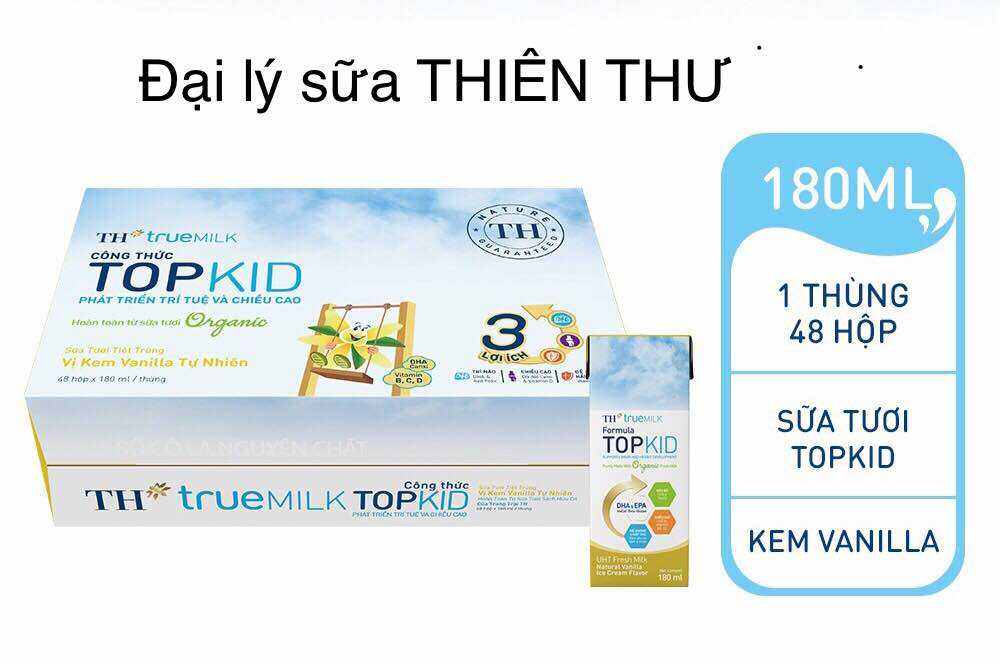 Thùng 48 hộp sữa TH TRUEMILK topkid organic 180ml (chỉ giao HOẢ TỐC)