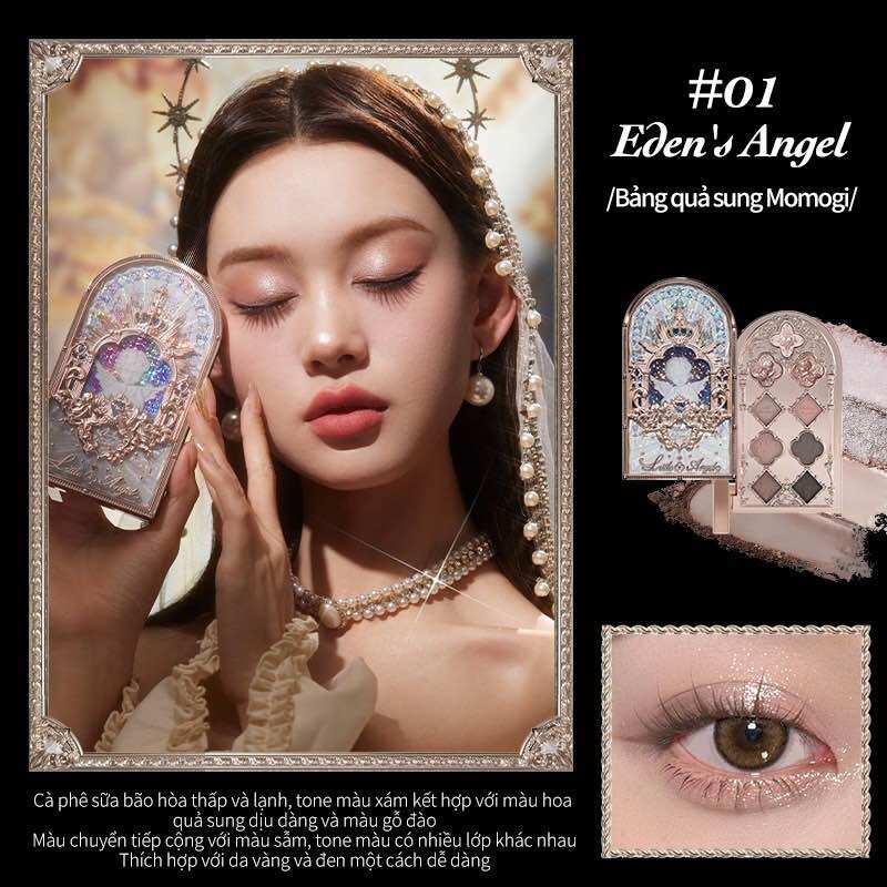 Bảng 9 màu mắt Flower Knows Little Angel Eyeshadow Matte Glitter Pearl Palette - BST mới 2024 thiên thần