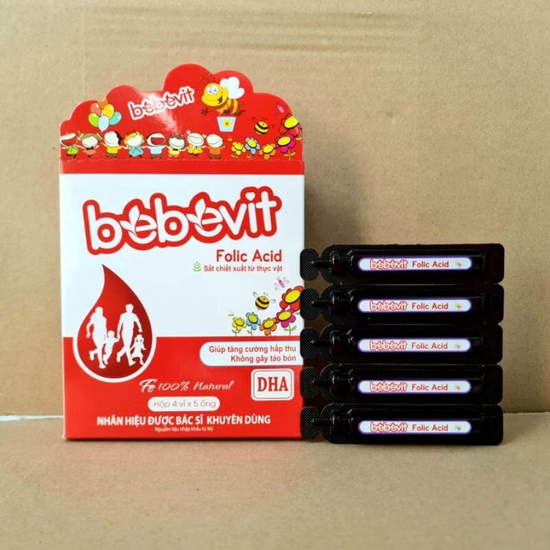 Bebevit folic acid bổ sung sắt và các thành phần thiết yếu cho quá trình tạo máu, sản phẩm có nguồn gốc xuất xứ rõ ràng, đảm bảo chất lượng