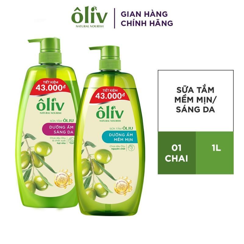 Sữa Tắm Ôliv dưỡng ẩm sáng da/ mềm mịn 1 Lít