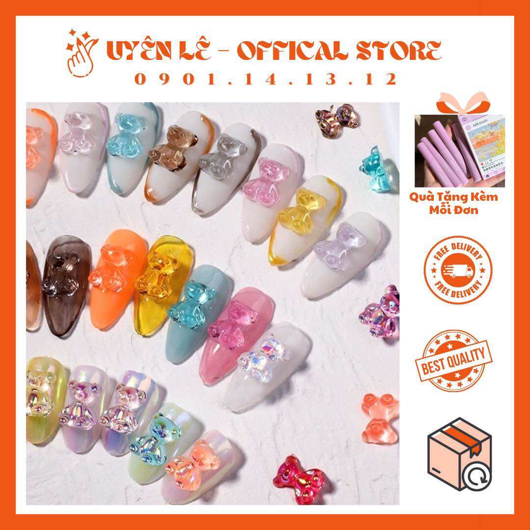 Charm gấu gắn nail