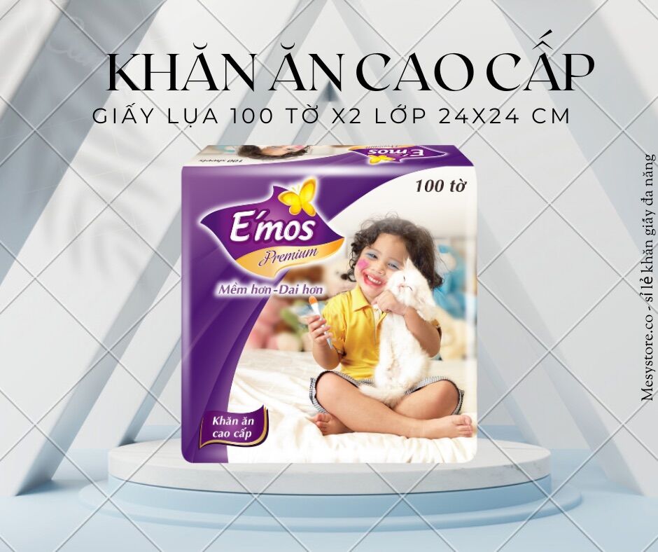 Combo 10 khăn ăn vuông emos 24x24 cm - khăn giấy lụa