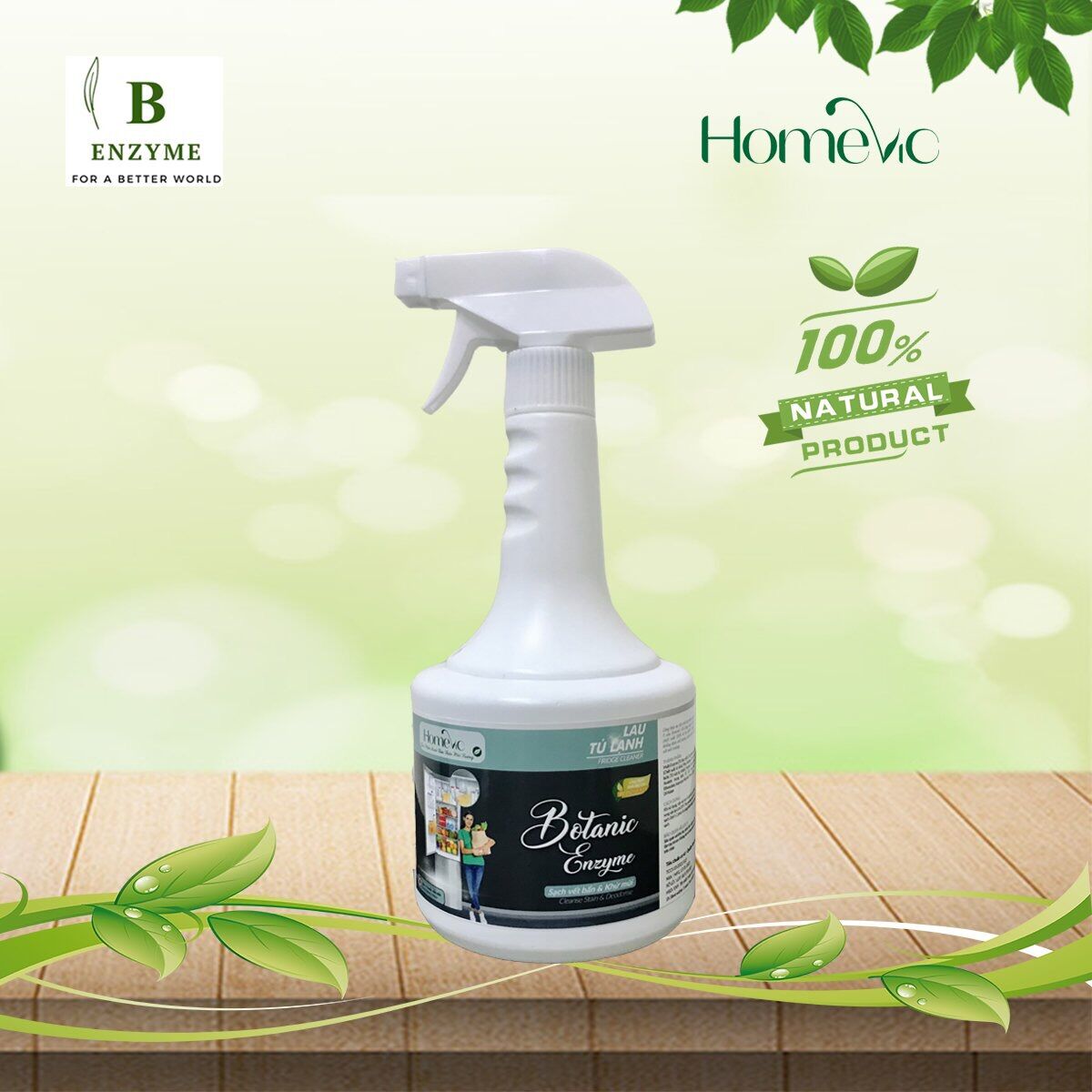Nước lau tủ lạnh Botanic Enzyme - Homevic - Hữu cơ tự nhiên - An toàn, khử mùi