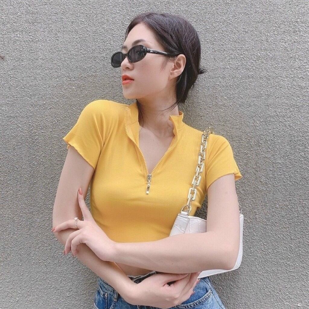 💕Áo Thun Dây Kéo Fom Croptop