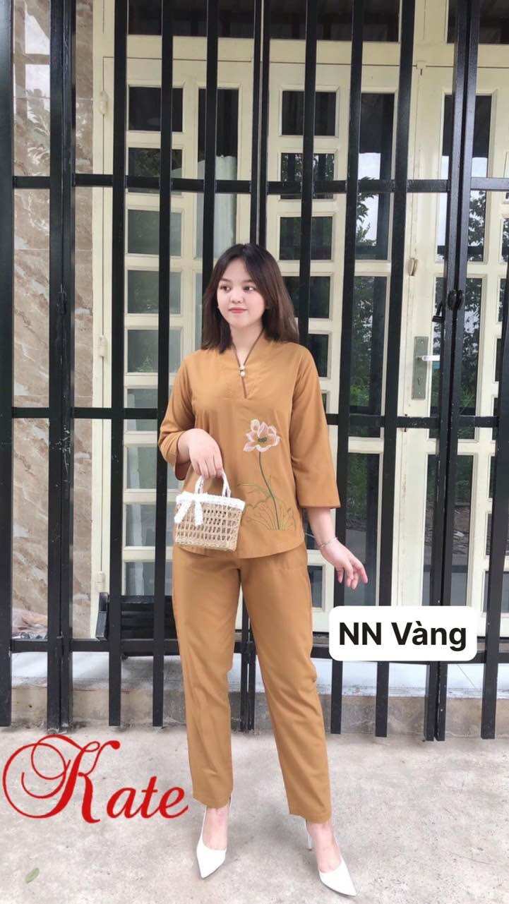Đồ Lam Đi chùa#_ Mẫu nút Ngọc _ Thêu Sen