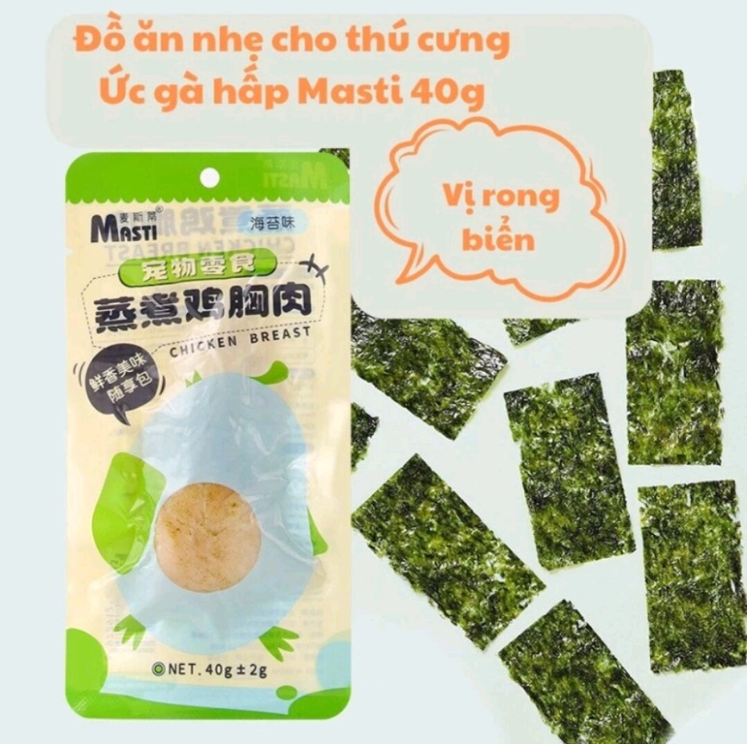 Ức gà hấp Masti cho chó mèo ăn liền thơm ngon,dinh dưỡng.