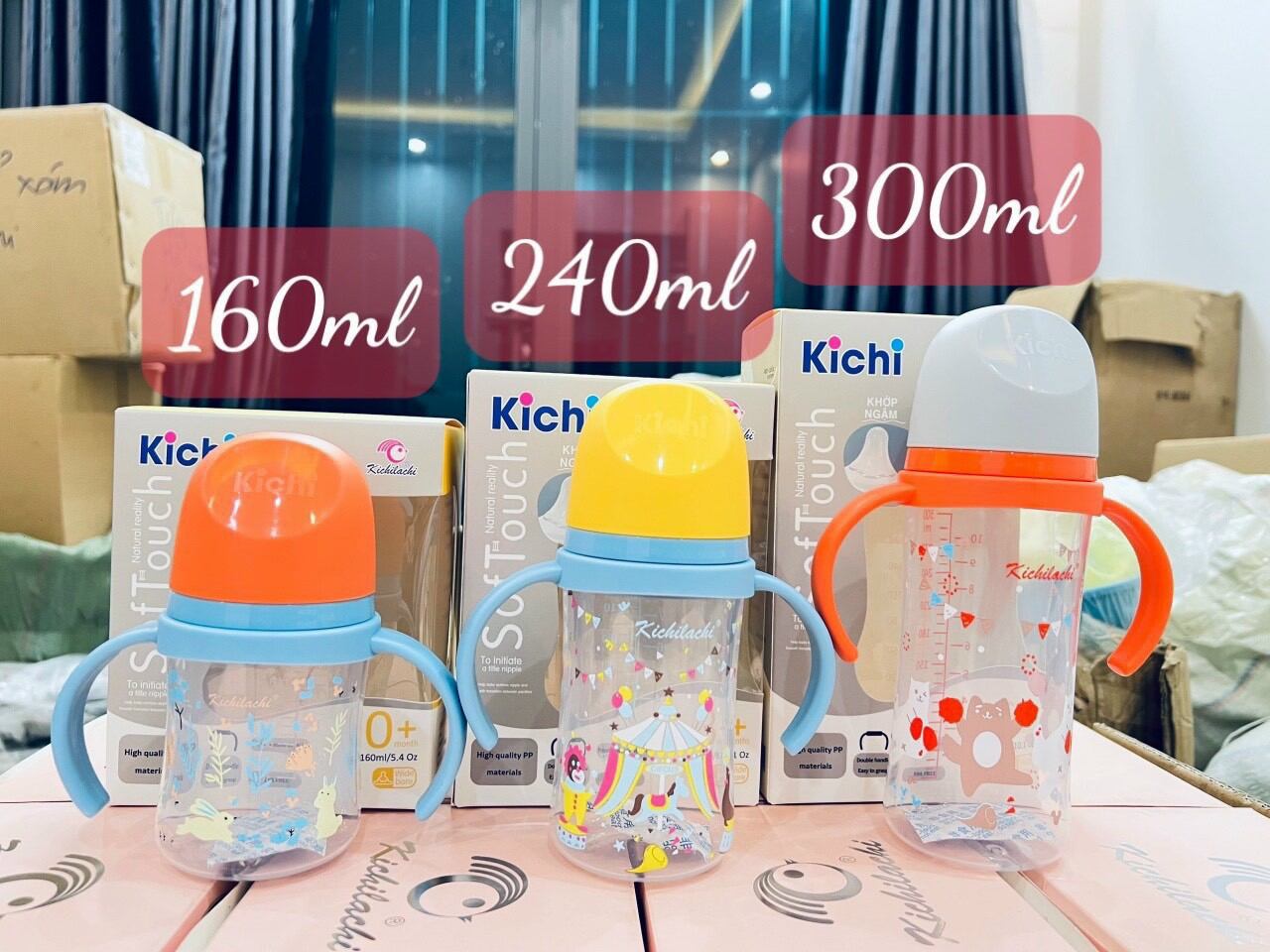 Bình sữa kichi cổ rộng 160ml/240ml 300ml ( mẫu mới ) đảm bảo chất lượng an toàn . hàng chính hãng chuẩn công ty