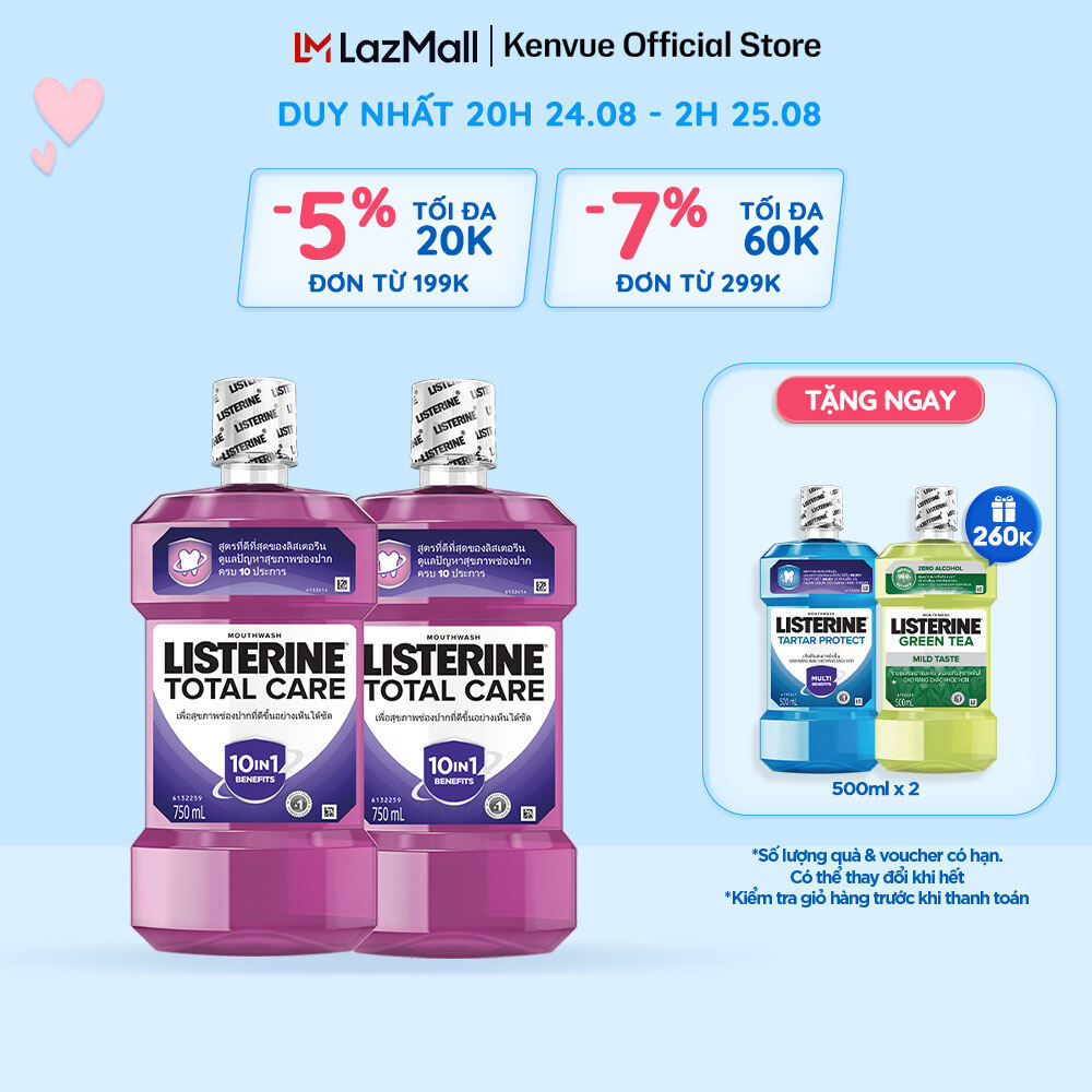 Combo 2 Nước súc miệng chăm sóc toàn diện Listerine Total Care Mouthwash 750ml