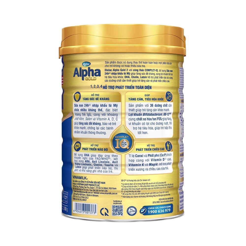 Sữa bột Dielac Alpha Gold Step 1/2 800g mẫu mới
