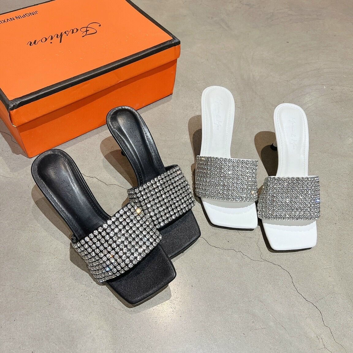 [MUA 1 TẶNG 1 ] Cao gót đính đá siêu xinh luôn kèm HÌNH THẬT cao 7 phân (tặng quà+HỘP)