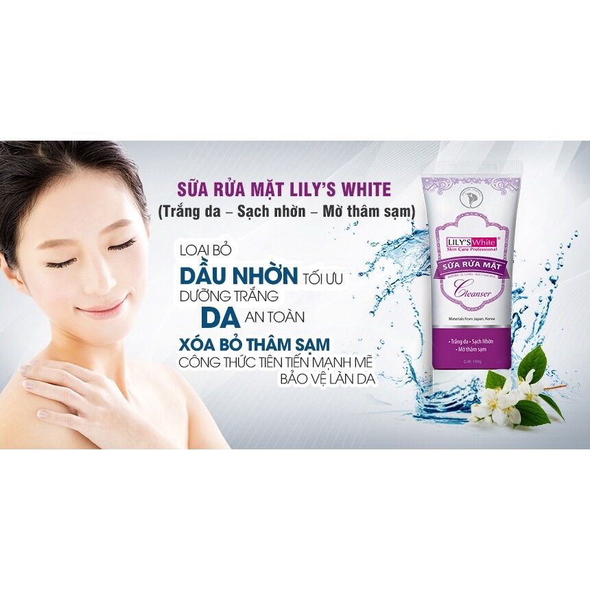 Sữa rửa mặt sáng da - sạch nhờn - mờ thâm sạm Lily’s ưhite 100g