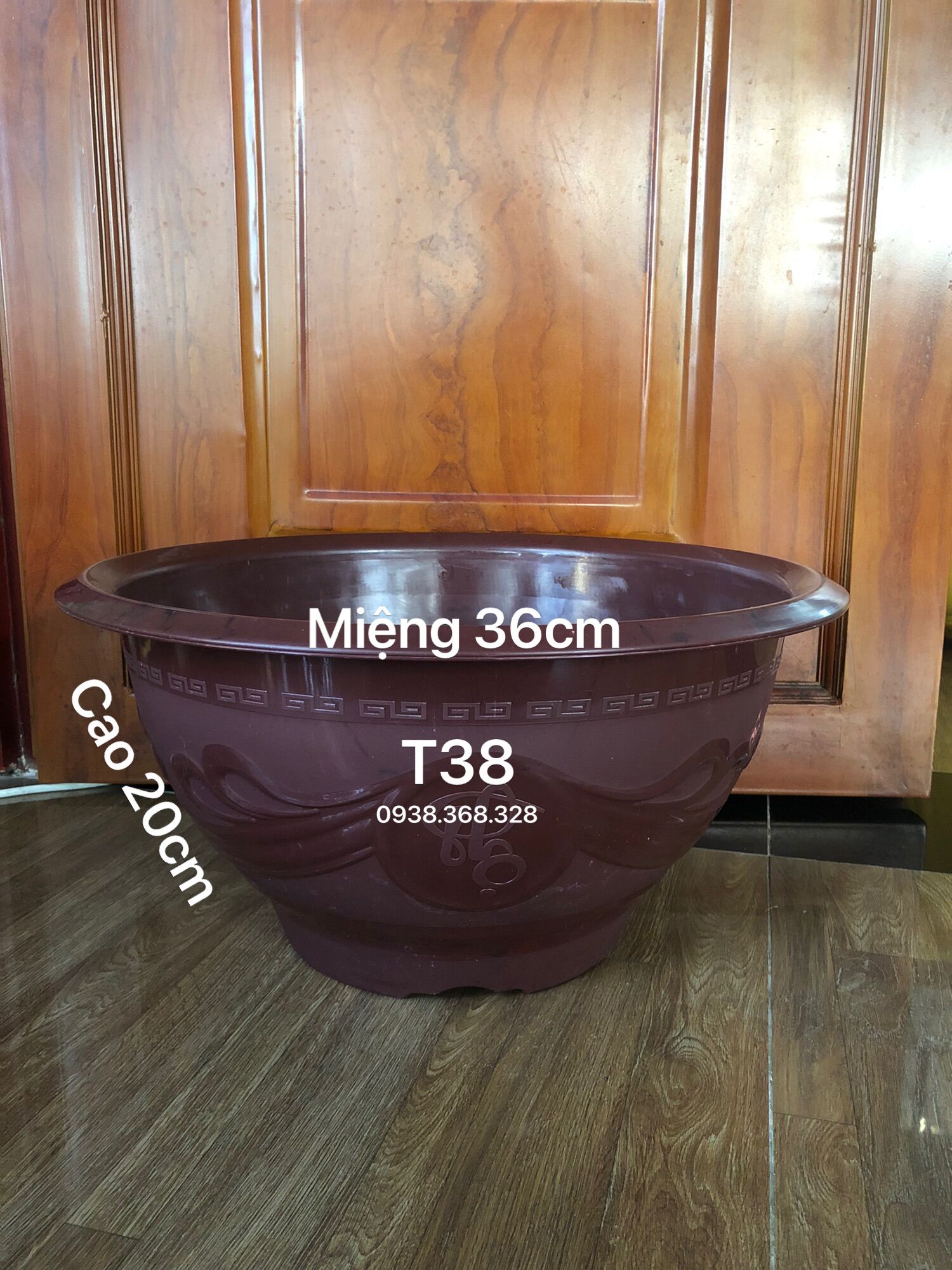 Chậu nhựa trồng cây 10 cái T38 nâu đất loại tốt
