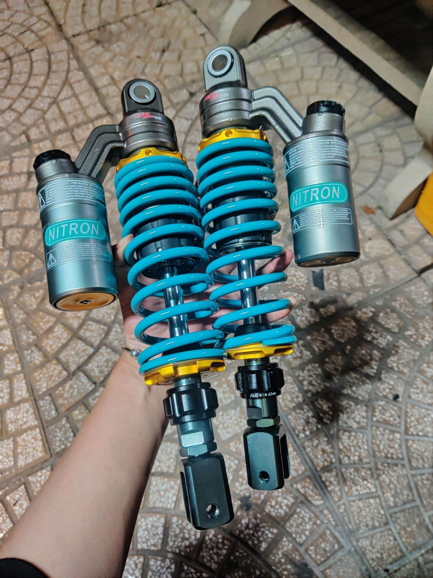 🔥tăng chỉnh thật🔥phuộc nitron bình dầu nút chỉnh lắp ab airblade nouvo 4_5_6 pcx shark impulse nvx....