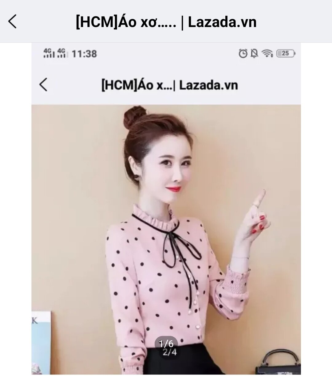 [HCM]Áo sơ mi chấm bi cổ viền đen