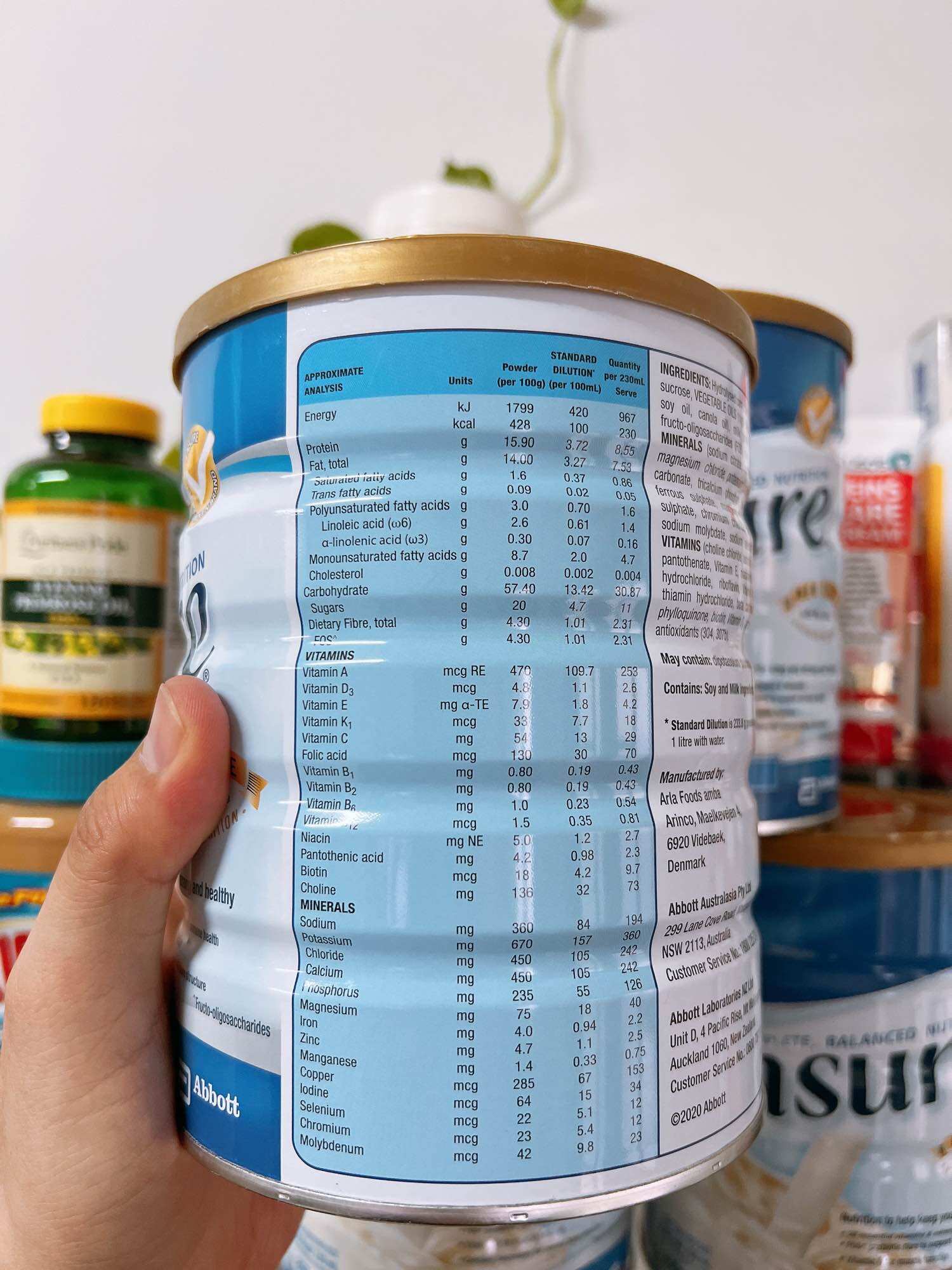 Sữa bột Ensure Vani 850g Úc.