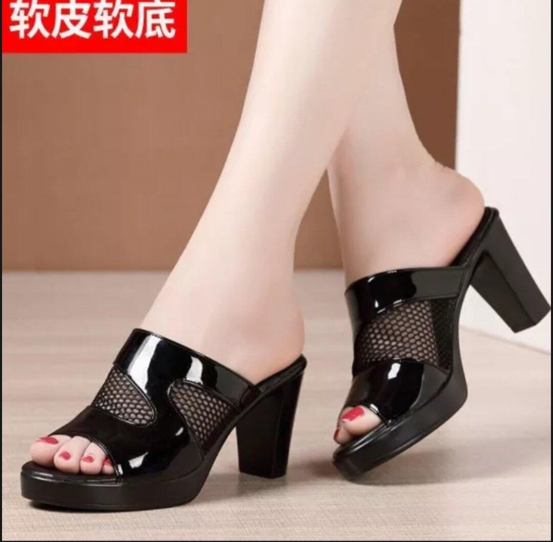 Dép cao gót phối lưới 7f GPSHOP
