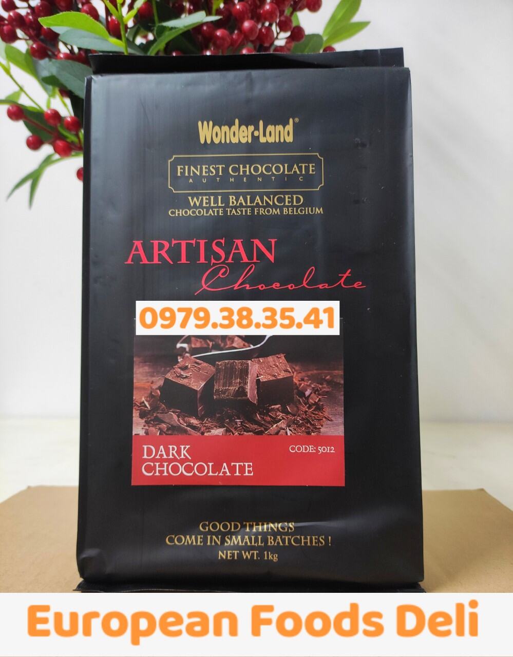 Socola Thanh Artisan Chocolate Đen 1KG hiệu Wonder-Land Belcholat