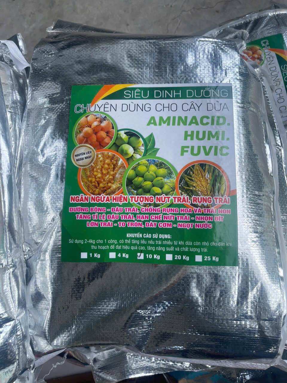 Phân bón Siêu Dinh Dưỡng 10KG Humic, Fulvic, Amino Chuyên Dừa: Chống rụng, lớn trái dừa