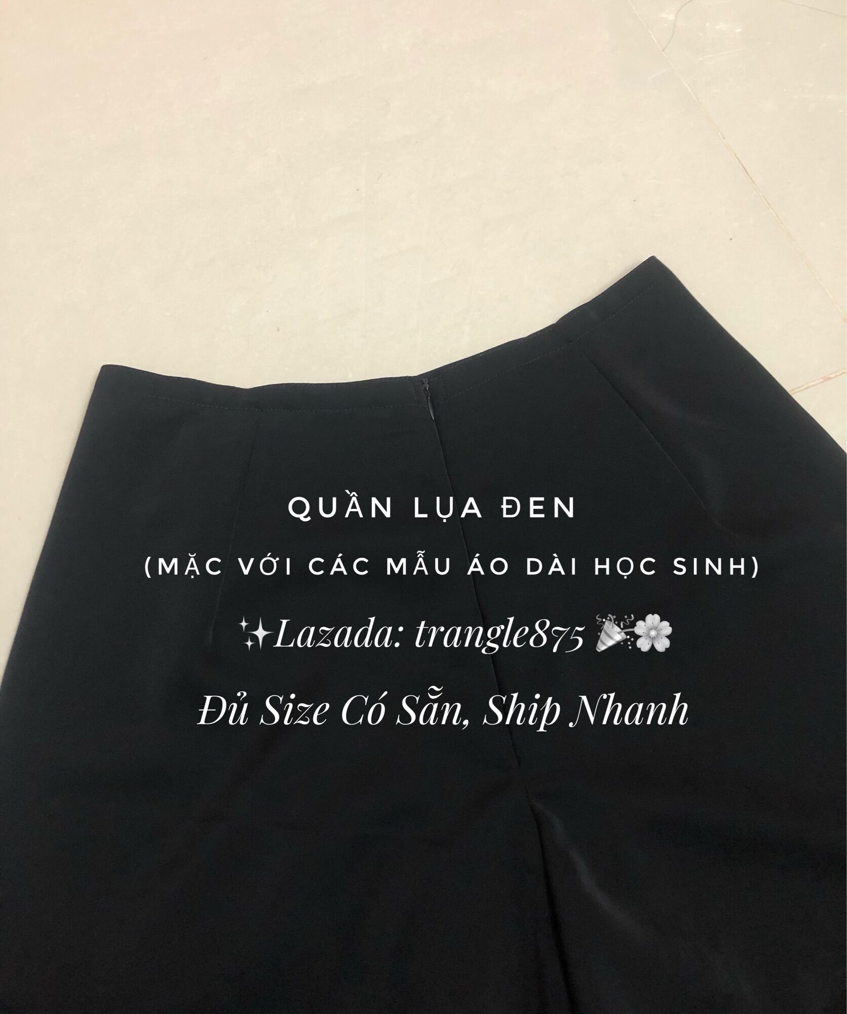 Quần lụa đen (chất lụa mát dày dặn thích hợp mặc với các mẫu áo dài học sinh)