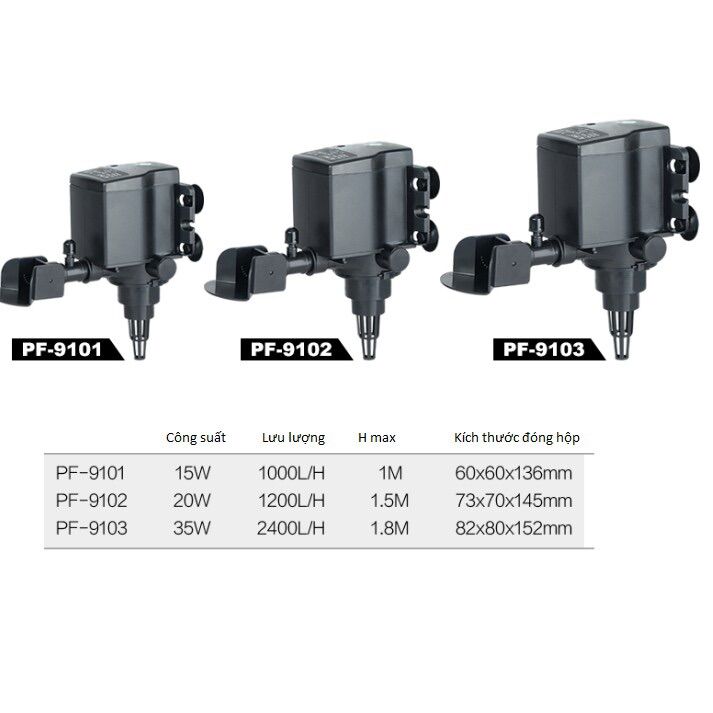 Máy bơm bể cá PF 9101, PF 9102, PF 9103 ( 15W, 20W, 35W)