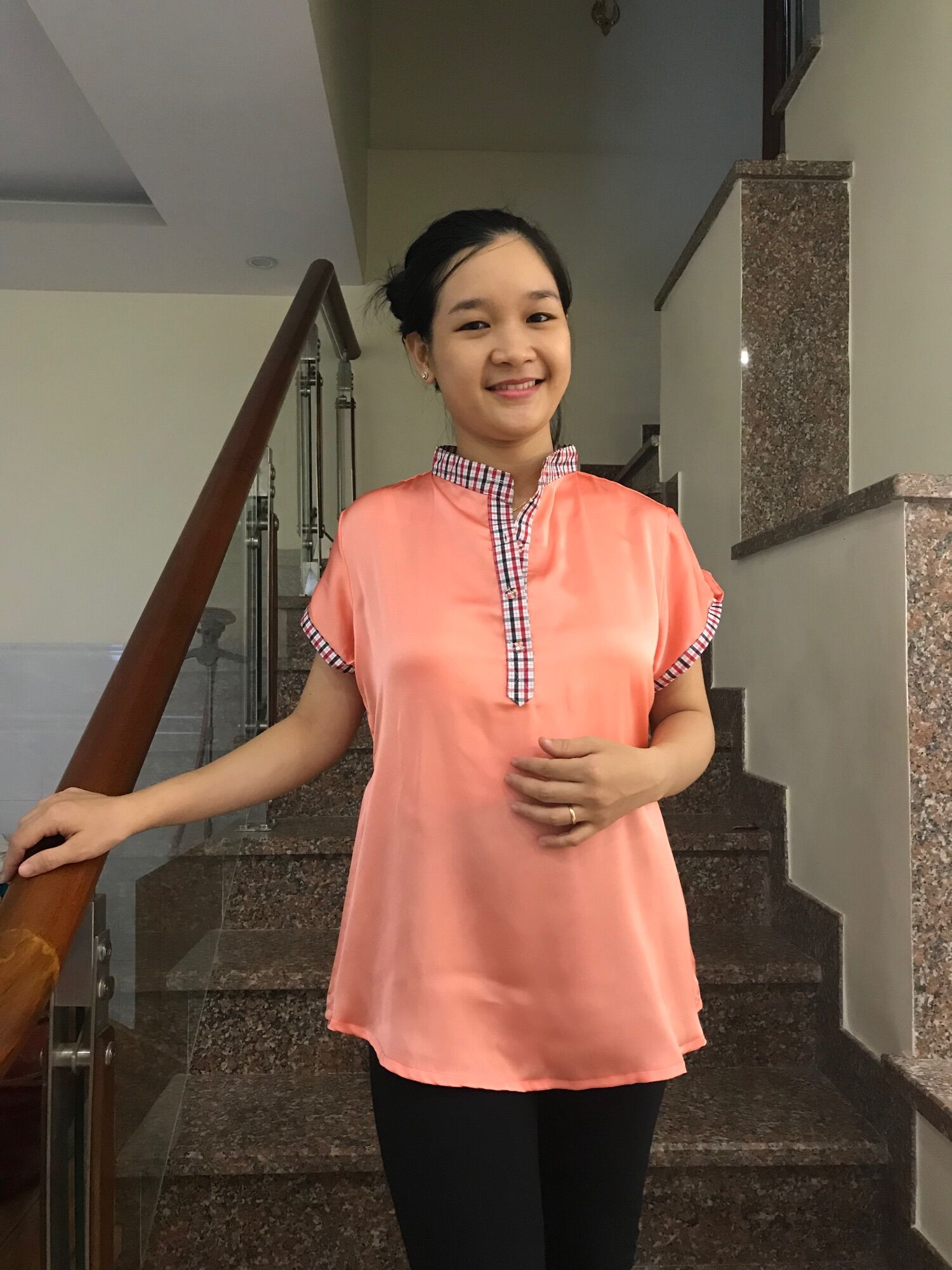 [HCM]Áo bầu lụa cổ trụ (trắng)