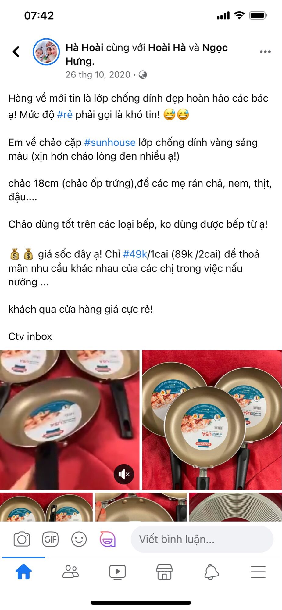 chảo sunhouse  18cm